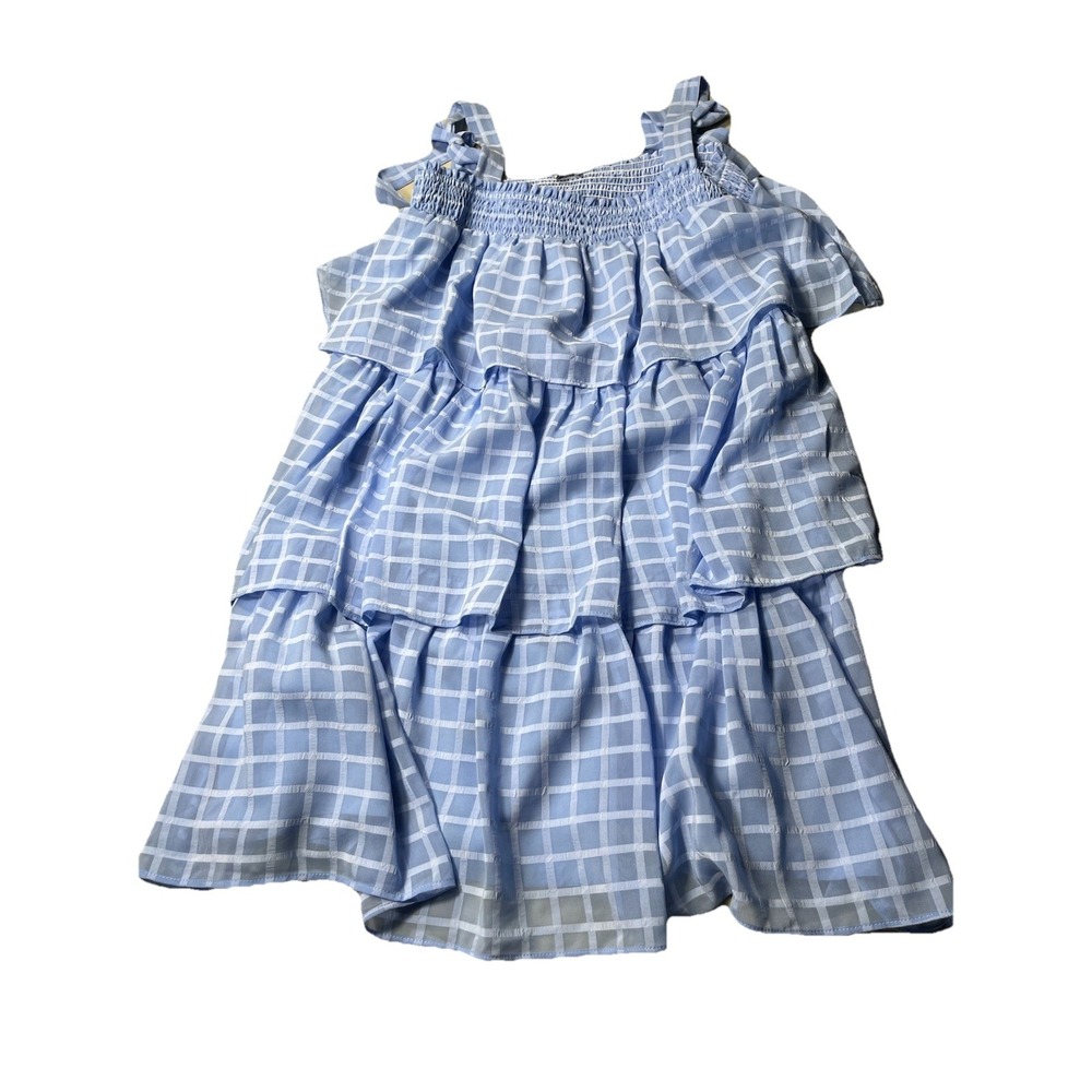 Petal Dew Blue Tiered Mini Dress Womens Large Smocked Ruffle FLowy Spring Summer